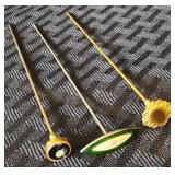 3 Short Antique Edwardian Hatpins