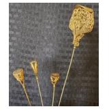 4 Antique Victorian Gold Filled Signet Hatpins