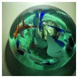 Antique Blown Glass Paperweight with 1868 Nickel