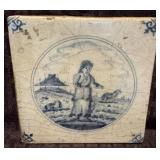 18th Century Dutch Delft Blue & White Tile