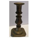 Antique Brass 'Push-Up' Candlestick - 6 in. Tall