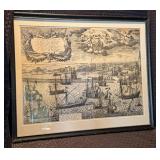 Reproduction 17th C. Birdseye View of Amsterdam