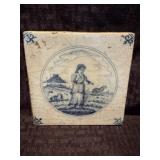 18th Century Dutch Delft Blue & White Tile