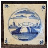 18th Century Dutch Delft Blue & White Tile