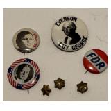 Four (4) Pins: FDR, Teddy Kennedy, Hoover, and Ev.