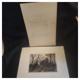 Antique Etching on Paper Signed 'Fred Slocomb'