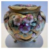 Antique Hand Painted Nippon Porcelain Bisquit Jar