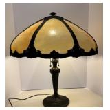 Antique Early Electric Carmel Slag Glass Lamp
