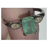 Antique Platinum, Emerald & Diamond Ring