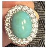 Vintage Joseph Esposito Turquoise & Zirconia Ring
