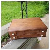Antique Walnut 2 Drawer Spool Cabinet