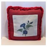 Vintage Needlework Throw Pillow with Floral Design