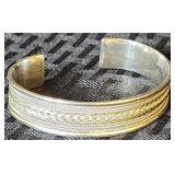 Vintage Heavy Sterling Cuff Bracelet -Briaded Rope