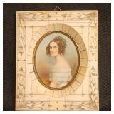 Antique Miniature Portrait Painting on Ivory