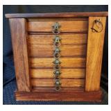 Antique Mahogany Locking Cabinet w/ Drawers