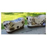 Two Antique Chinese Cizhou Ceramic Cat Pillows
