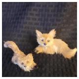 2 Vintage Miniature Fennec Fox Figures - Real Fur