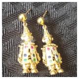 9K Gold & Colored Stone Articulated Clown Earrings