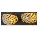 Fine 14K Yellow Gold Feather Pierced Earrings