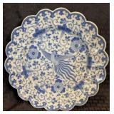 Ant. Japanese Blue & White Porcelain Phoenix Plate