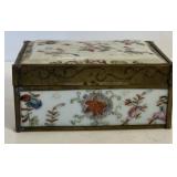 Antique Chinese Brass Mounted Porcelain Box