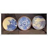 3 Igezara Japanese Blue & White Porcelain Plates