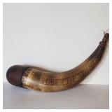 Antique 'Robert Primmer' Carved Powder Horn