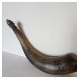 Antique Carved Powder Horn - Inscribed 'B.A. 1814'