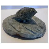 Hand Carved Stone Sculpture - Small Bird on a Rock