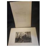 Antique Etching on Paper Signed "Fred Slocomb"