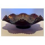 Ant. Northwood Amethyst Grape & Cable Bowl -8 1/2'