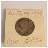 Revolutionary War Era 1774 Silver Coin Button
