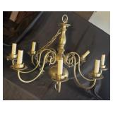 Early Electric Colonial Brass 8 Arm Chandelier
