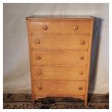 Vintage 5 Drawer Oak Tall Chest
