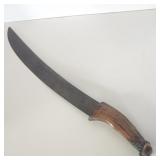 Antique Knife with Staghorn Handle & Cutlass Blade