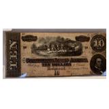 $10 Confederate States Of America Civil War Note