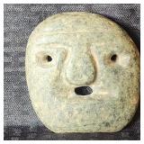Primitive Mottled Green Stone Maskette