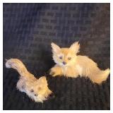 2 Vintage Miniature Fennec Fox Figures - Real Fur