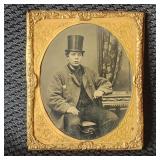 Early Ambrotype Photograph Young Man in Tophat