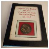 War of 1812 Era English Artillery Button