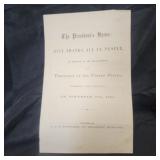 Antique Sheet Music 'The President's Hymn'