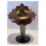 Amethyst Carnival Glass Jack-in-the-Pulpit Vase