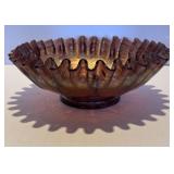 Fenton Carnival Glass Bowl Peacock Tail - 7 3/4 in