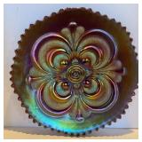 Fine Imperial Carnival Glass Plate Scroll Embossed