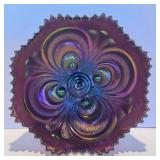 Fine Imperial Carnival Glass Bowl Scroll Embossed