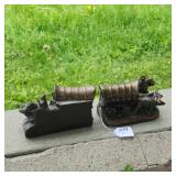 Pair of Vintage Metal "Covered Wagon" Bookends