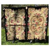 2 Vintage Hand Hooked Rugs -Matching Floral Design