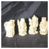 4 Vintage Asian Hand Carved Faux Ivory Figures