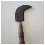 Antique Iron & Wood Fascine Knife / Billhook