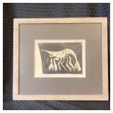 Mid-Century Ltd. Ed. Linocut Print 'Shrimp'